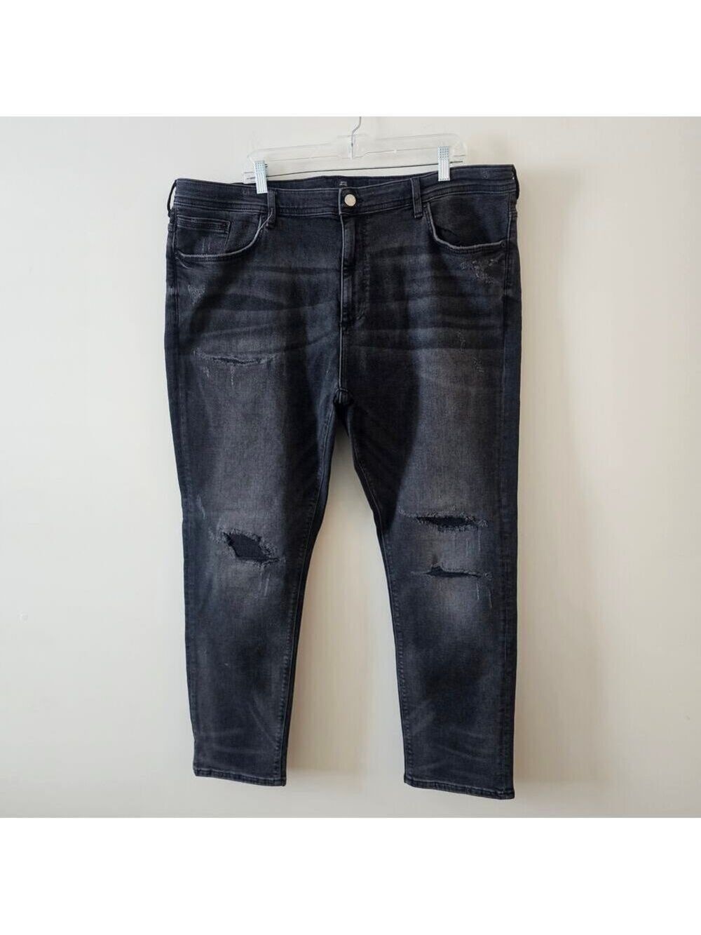 River Island Black Men Skinny Stretch Jeans Size 44x30